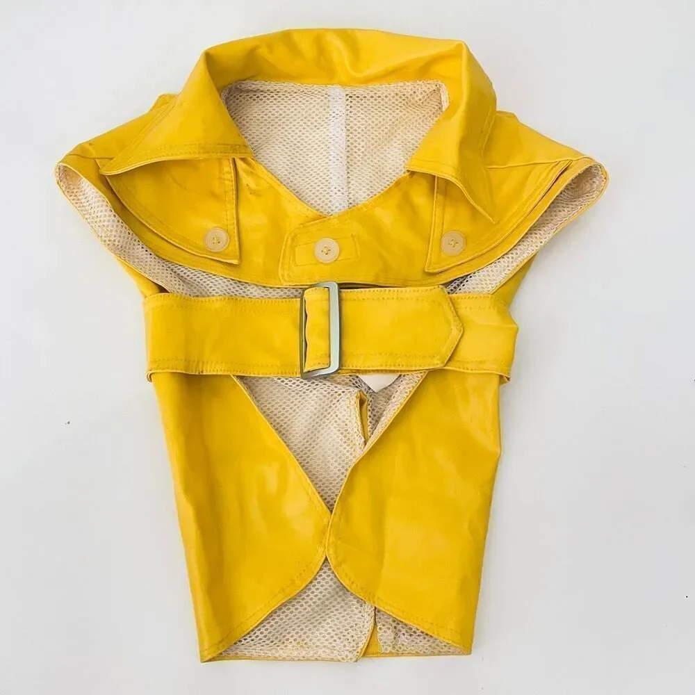 NWT Gorgeous Claire’s Vintage Y2K M/L Yellow Dog Raincoat Coat Jacket with belt